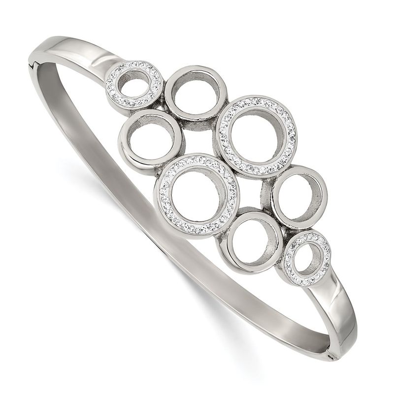 Kazi Luxury Chisel Stainless Steel Polished With Preciosa Crystal Hinged Bangle